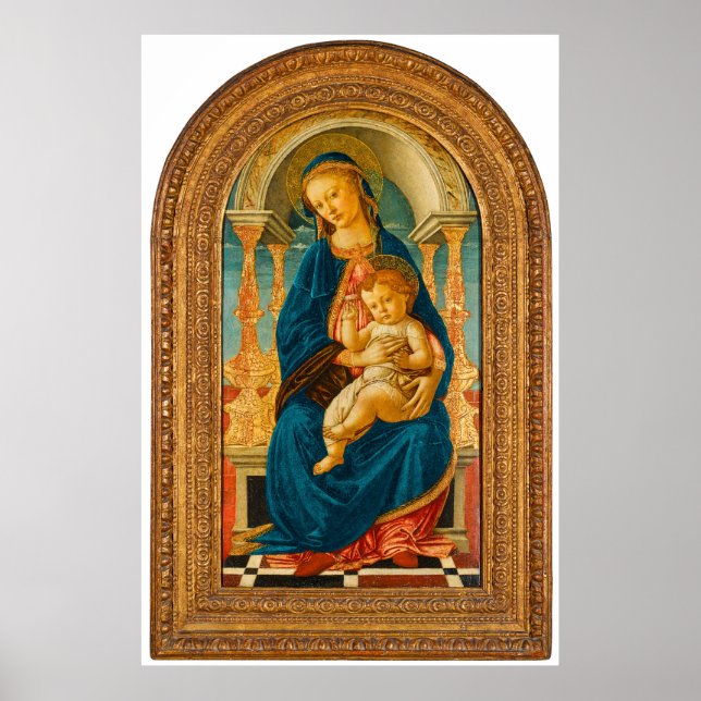 Póster Botticelli (1445-1510) Madonna & Child Enthroned (Frente)