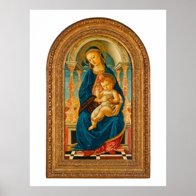Póster Botticelli (1445-1510) Madonna & Child Enthroned (Frente)