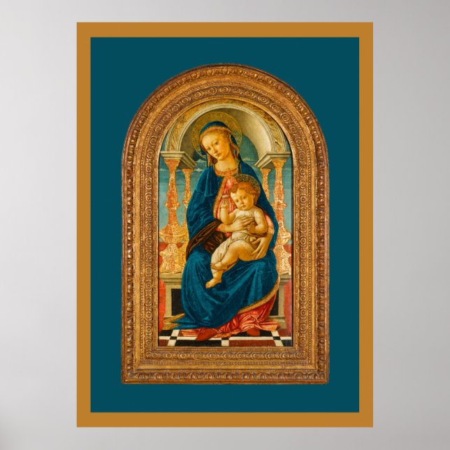 Póster Botticelli (1445-1510) Madonna & Child Enthroned (Frente)
