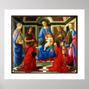 Póster Botticelli Madonna y niño con 6 santos 1470