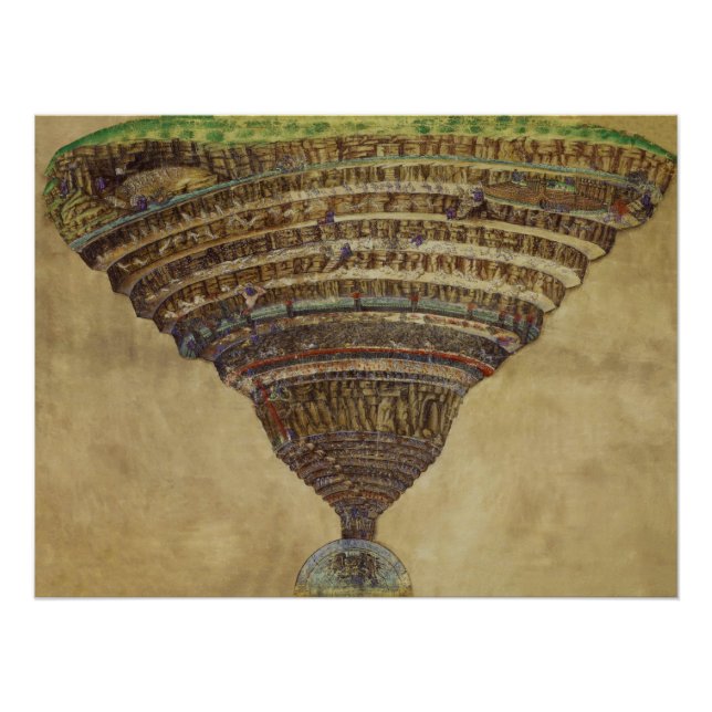 Póster Botticelli - Mapa del infierno de La Carte de l'En (Anverso)