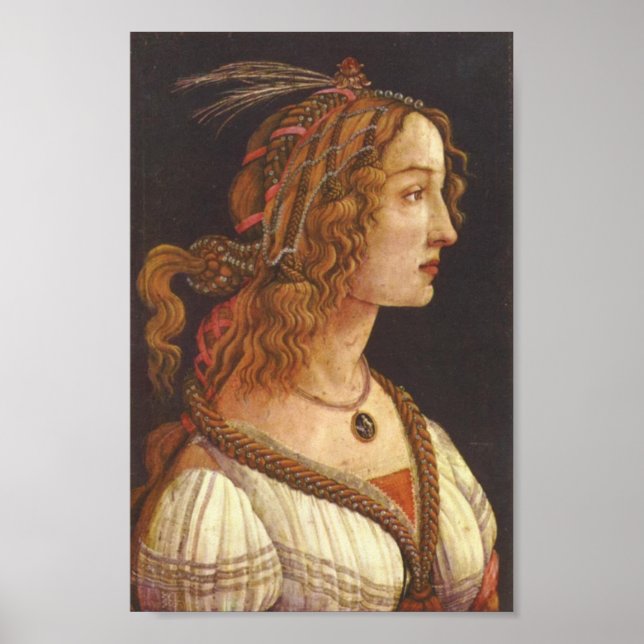 Póster Botticelli-Retrato de la joven Simonetta Vespucci (Frente)