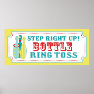 Póster Bottle Ring Toss Sign for Carnival Circus Birthday