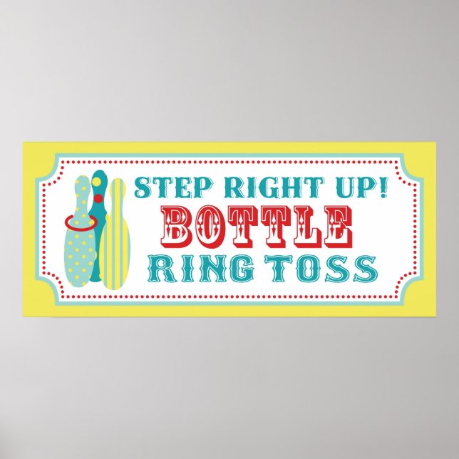 Póster Bottle Ring Toss Sign for Carnival Circus Birthday (Frente)