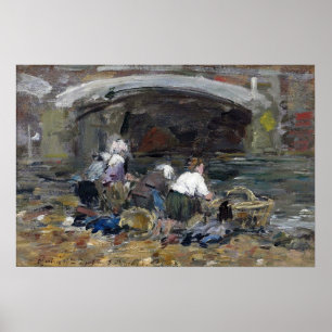 Póster Boudin - Colchones cerca del puente 1885