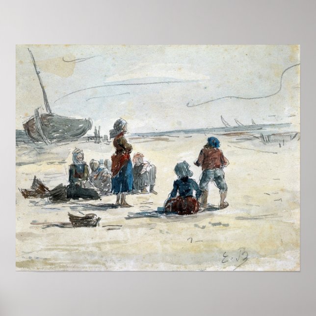 Póster Boudin - Esposas de pescadores, 1855 (Frente)
