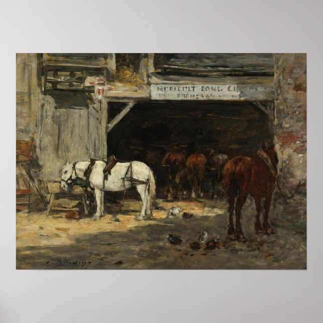Póster Boudin - establos con caballos de alquiler (Frente)