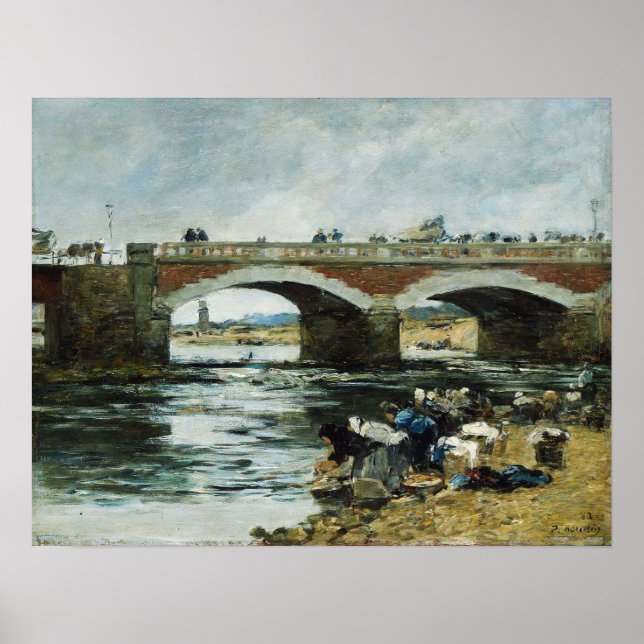 Póster Boudin - Lavanderas cerca del puente 1883 (Frente)