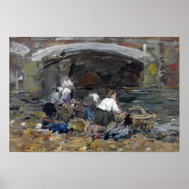 Póster Boudin - Lavanderas cerca del puente 1885 (Frente)