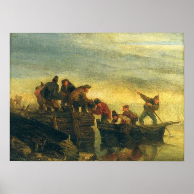 Póster Boudin - Pescadores En Barco 1853 (Frente)