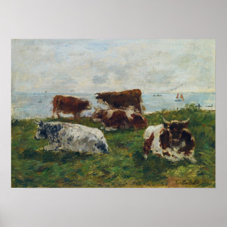 Póster Boudin - Vacas cercanas al mar 1896