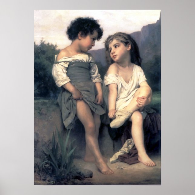 Póster Bouguereau - Au Bord du Ruisseau (Frente)
