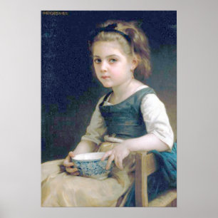 Póster Bouguereau - au menudo Bol Bleu de Fille