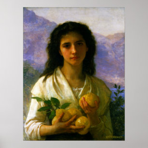 Póster Bouguereau - Chica sosteniendo lemas