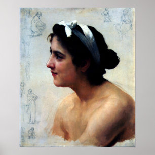Póster Bouguereau - Étude d'une Femme, Offrande à l'Amour