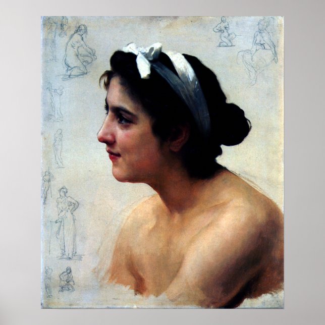 Póster Bouguereau - Étude d'une Femme, Offrande à l'Amour (Frente)