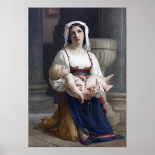 Póster Bouguereau - Italian Peasant Kneeling