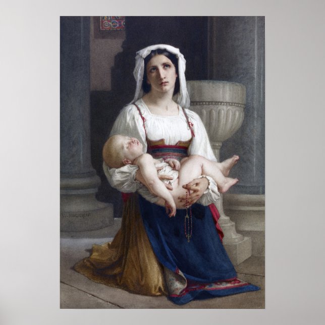 Póster Bouguereau - Italian Peasant Kneeling (Frente)