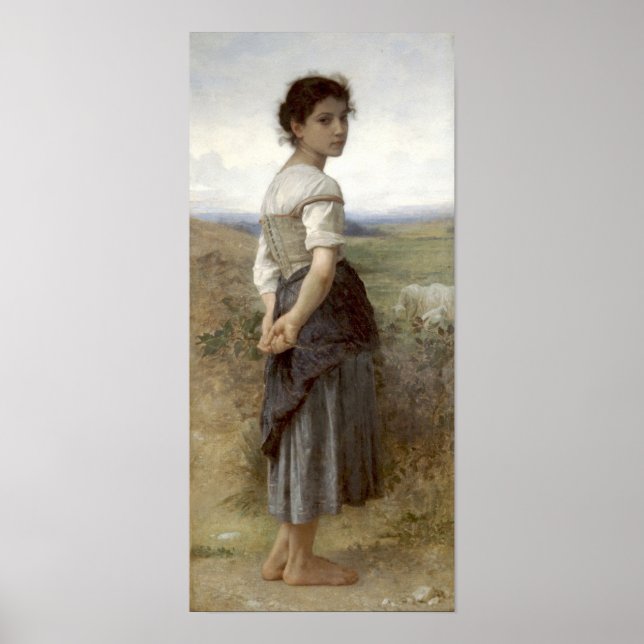 Póster Bouguereau-La joven pastora (Frente)