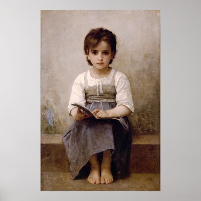 Póster Bouguereau La Lección Dura (Frente)