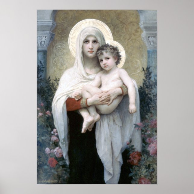 Póster Bouguereau - La Madone aux Rosas (Frente)