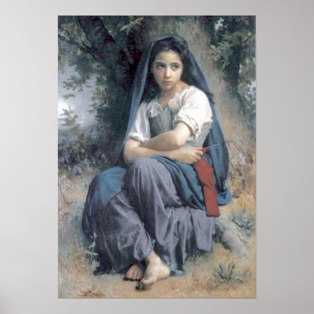Póster Bouguereau - La Petite Tricoteuse (Frente)
