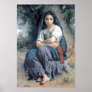 Póster Bouguereau - La Tricoteuse menudo