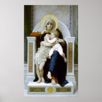 Póster Bouguereau - La Vierge, L'Enfant Jésus y Saint Je