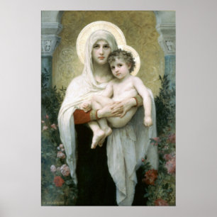 Póster Bouguereau-La Virgen de los Rosas
