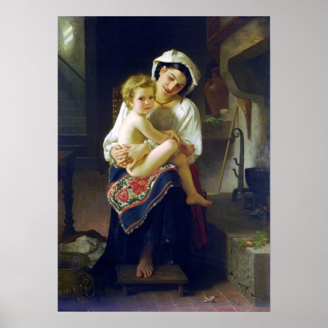 Póster Bouguereau - Mother Gazing At Her Child 1871 (Frente)