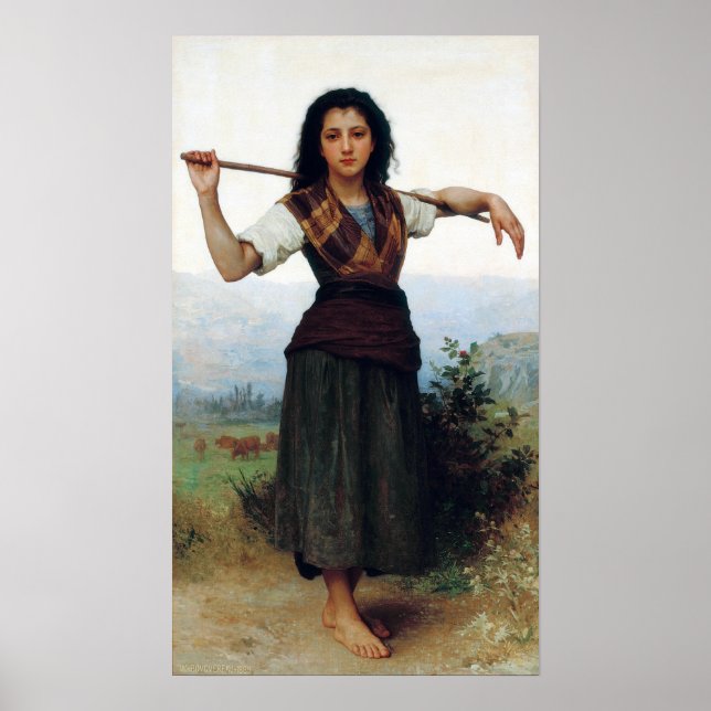 Póster Bouguereau - The Little Shepherdess (Frente)