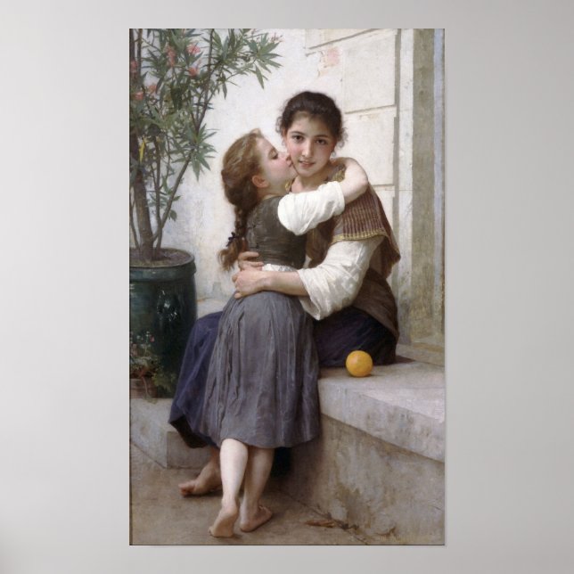 Póster Bouguereau-Un Pequeño Coaxing 1890 (Frente)