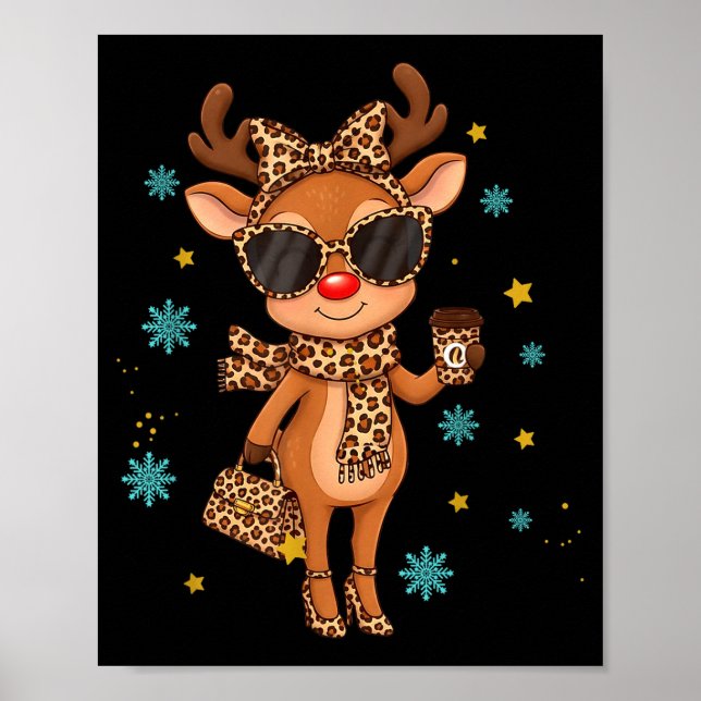 Póster Boujee Reindeer Christmas Leopard Funny Gift Women (Frente)