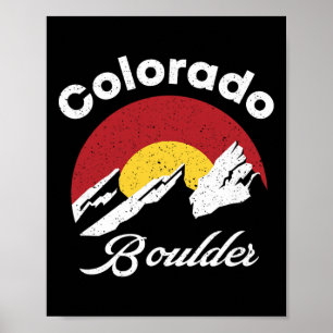 Póster Boulder Flatirons Colorado Bandera Escalada En Bic