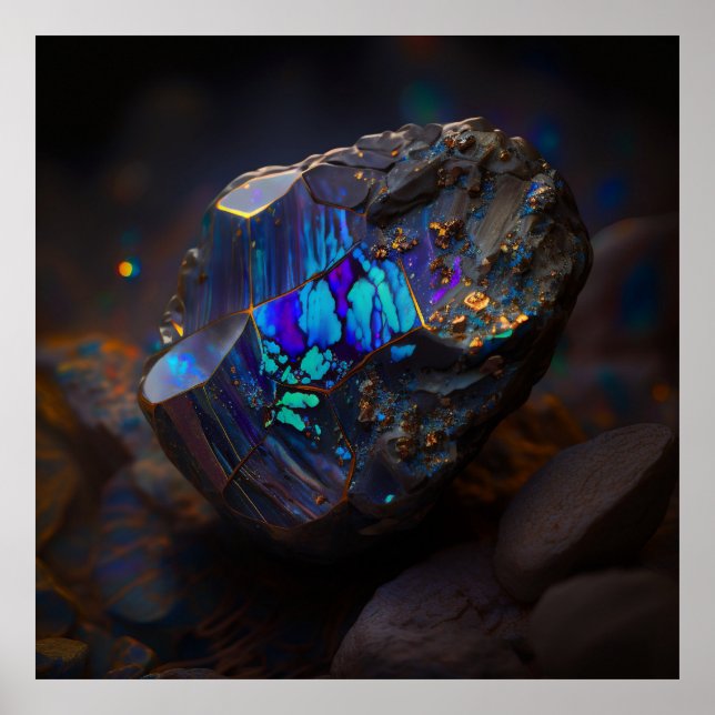 Póster Boulder Opal Ore, Vibrant Gemstone (Frente)