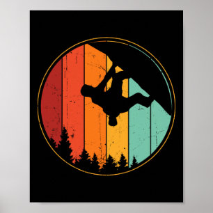 Póster Bouldering Retro Genial Hombres Escalada en Roca V