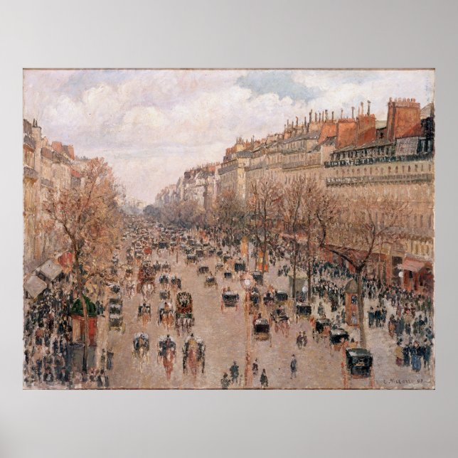 Póster Boulevard Monmartre en París, por Camille Pissarro (Frente)