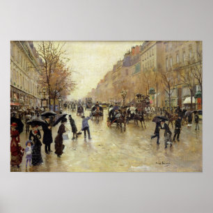 Póster Boulevard Poissonniere in the Rain, c.1885