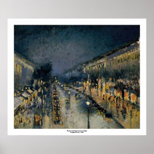 Póster Boulevarde Montmartre de noche ~ Camille Pissarro