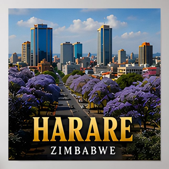 Póster Boulevards de jacaranda y espíritu de Zimbabue en  (Frente)