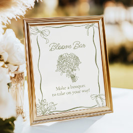 Póster Bouquet Bloom Bar Bridal Shower Sign