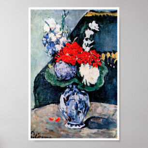 Póster Bouquet con Pequeño Delft, Paul Cezanne