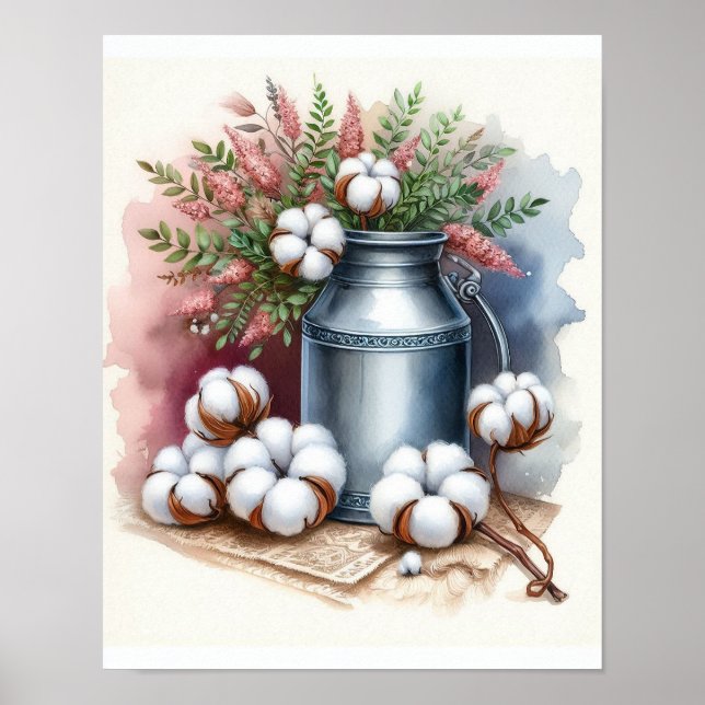 Póster Bouquet de algodón en lata de leche 6 (Frente)