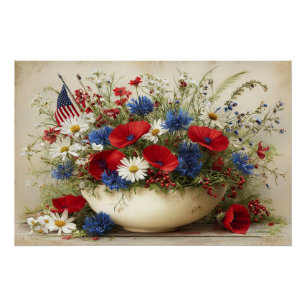 Póster Bouquet de color americano