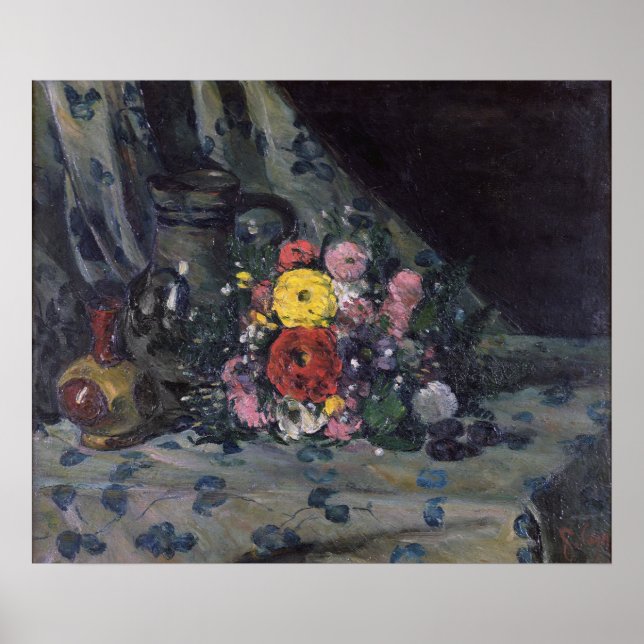 Póster Bouquet de Dahlias Amarillas, c.1873 (Frente)