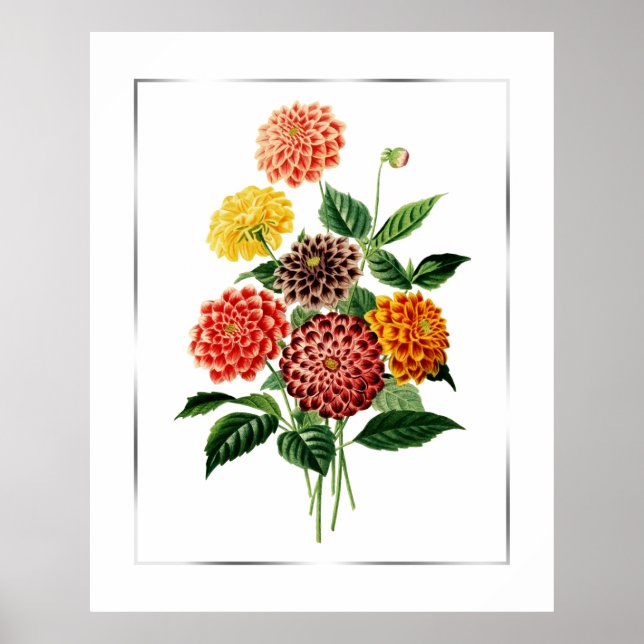 Póster Bouquet de flores botánicas (Frente)