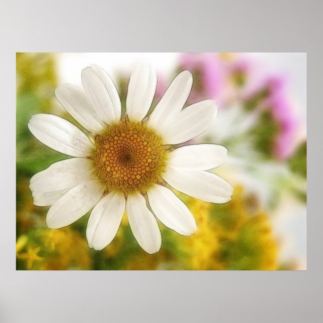Póster Bouquet de flores - Daisy blanco (Frente)