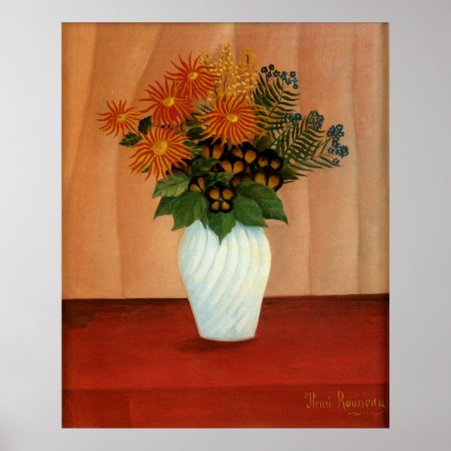 Póster Bouquet de flores de Henri Rousseau (alrededor de  (Frente)