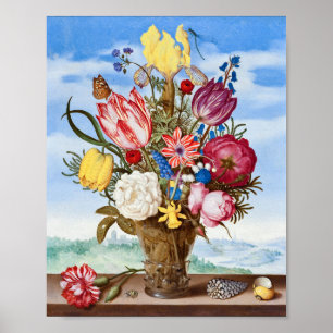 Póster Bouquet de flores en un Bosschaert de borde-Ambros