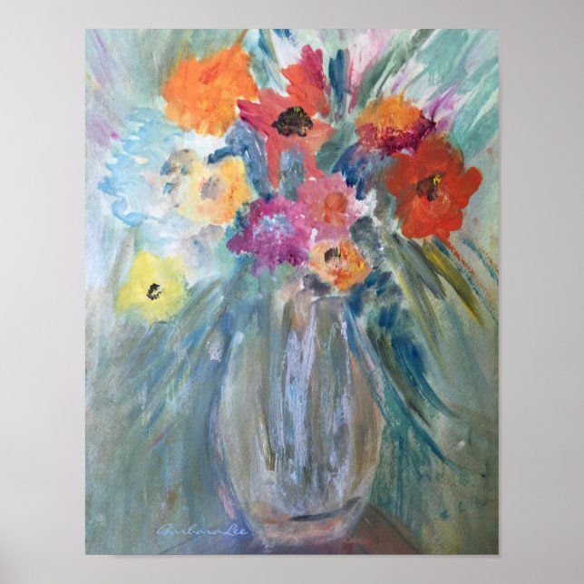 Póster Bouquet de flores en una bolsa de vidrio (Frente)